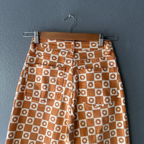 Baevely Anthropologie Retro Flower Checker Print Pants - Picture 5 of 9